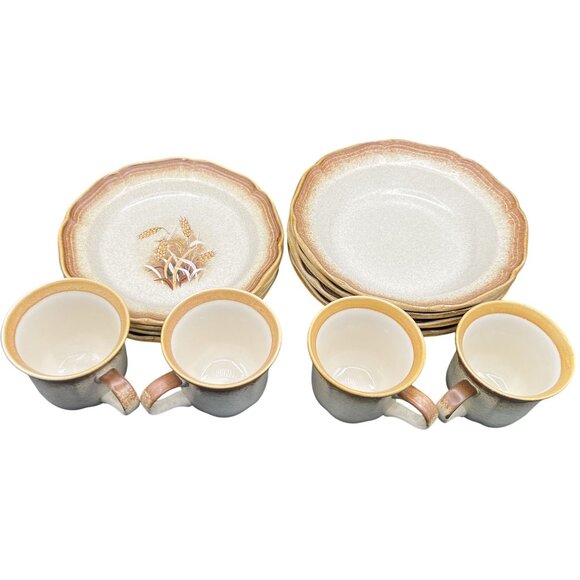 Mikasa Whole Wheat E8000 8.5" Oven To Table Dinnerware 4 Bowls Cups Plates Japan - Picture 3 of 16